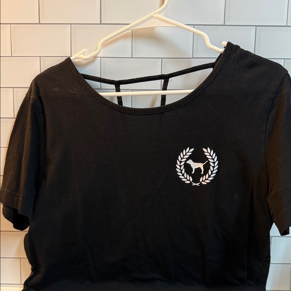 PINK Victoria's Secret Tops - VS Pink Cutout Back Tee with PINK Logo